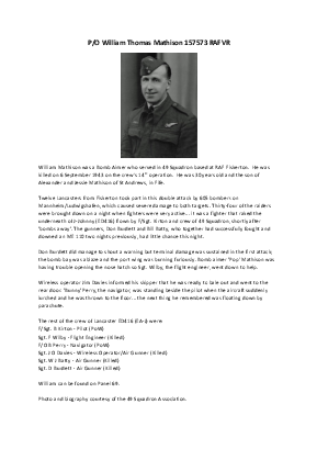 A preview of a PDF biography for Mathison, William Thomas